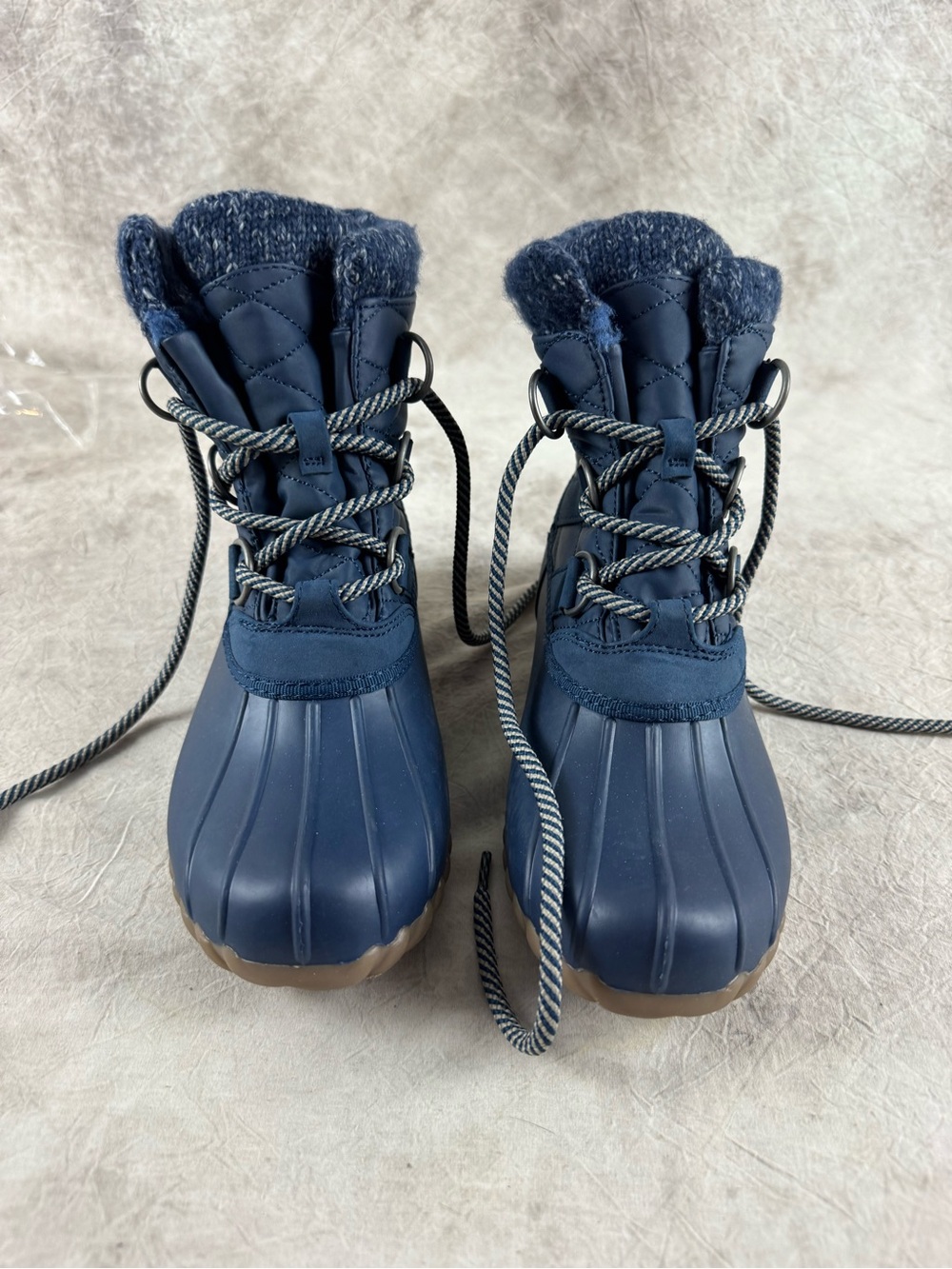 Bear Traps Waterproof Navy Winter Duck Boots with Fleece Collar 6m